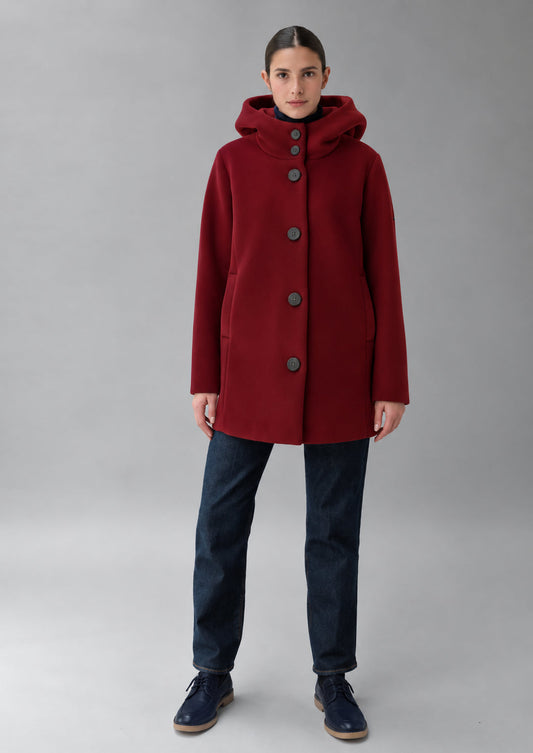 RIHUNIK - Capospalla realizzato in velluto liscio stretch Amelia 26 Rosso Berry