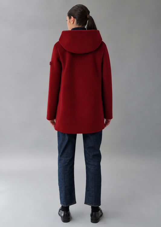 RIHUNIK - Capospalla realizzato in velluto liscio stretch Amelia 26 Rosso Berry