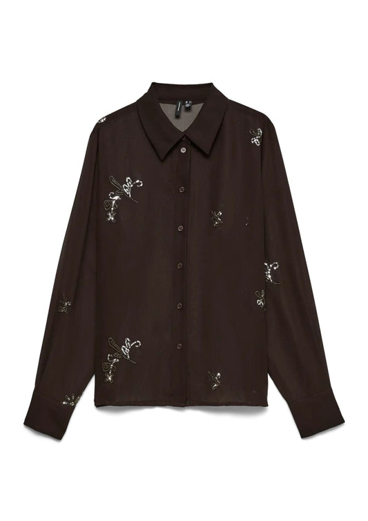 VERO MODA - Camicia Donna Gilma Marrone
