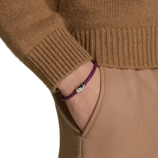 Montblanc bracciale in acciaio a 3 anelli e pelle Meisterstück Cassis misura L 13431368