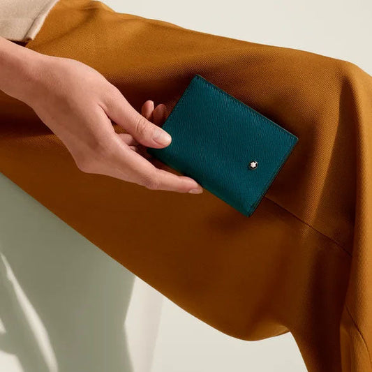 Montblanc portafoglio mini 4 scomparti Sartorial Blu Cipro 198871