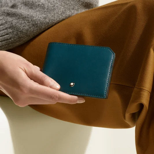 Montblanc portafoglio 6 scomparti Soft blu legion 198743