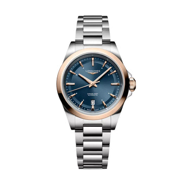Longines orologio Conquest 30mm blu automatico acciaio finiture PVD oro rosa L3.320.5.92.6