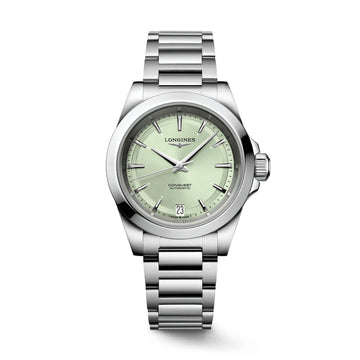 Longines orologio Conquest 34mm verde automatico acciaio L3.430.4.02.6