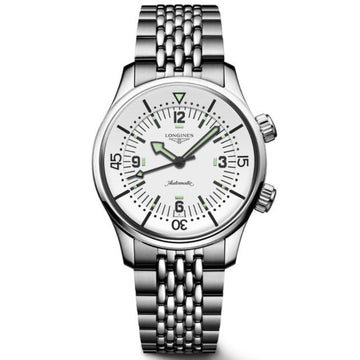 Longines orologio Legend Diver 38mm bianco automatico acciaio L3.764.4.99.6