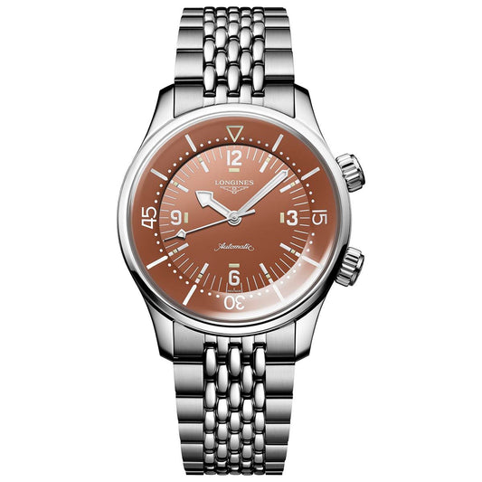 Longines orologio Legend Diver 39mm terracotta automatico acciaio L3.764.4.96.6
