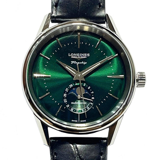 Longines Flagship Heritage Moonphase 38.5mm Green Automatic Steel Watch L4.815.4.02.2