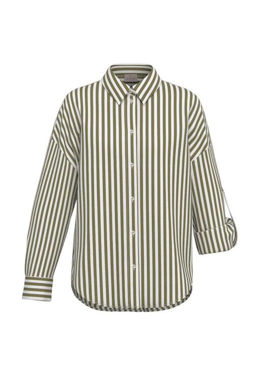 Emme Marella - Camicia uggioso Bianco Lana e Verde Militare