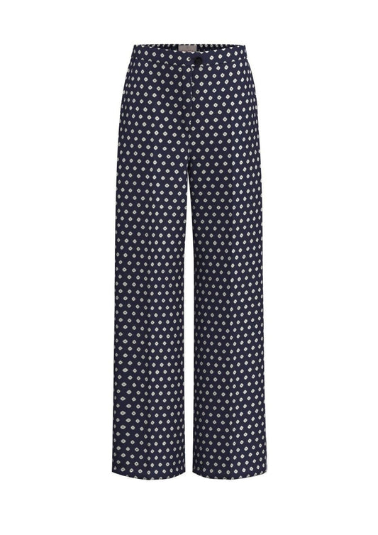Emme Marella - Women's Baobab Trousers Blue Diamond Pattern