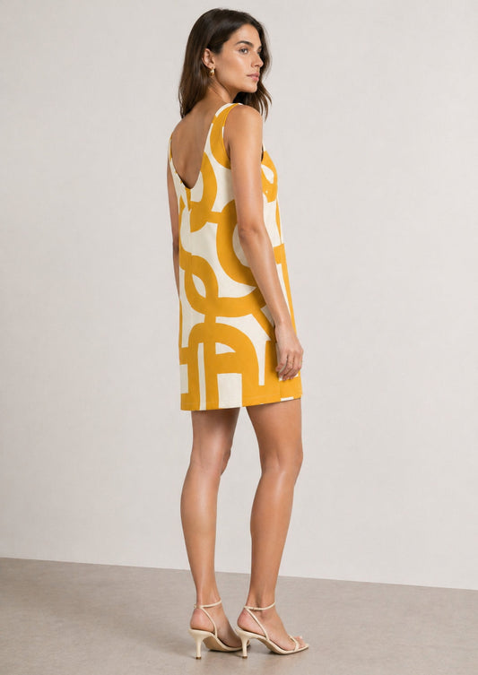 Emme Marella - Women's Mustard White Dress