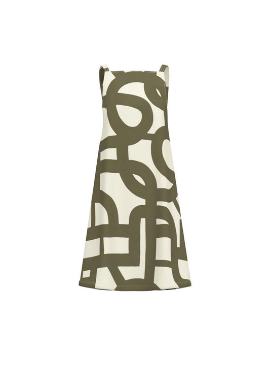 Emme Marella - Women's Military Green Geometric Biavo Dress