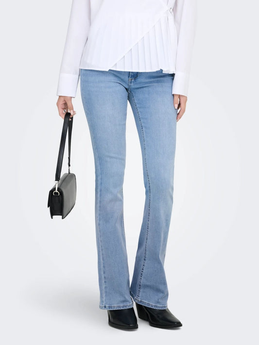 Only Women's Light Blue Flared Fit Onlblush Jeans