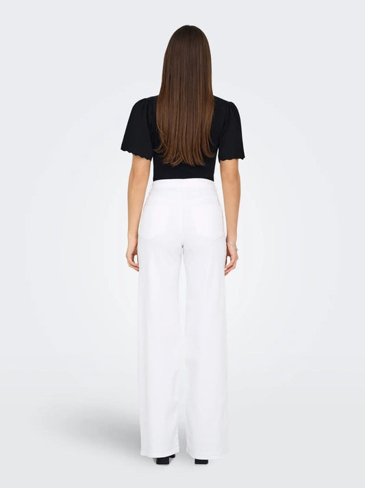 Only Women's White Wide Fit Onlmadison Jeans