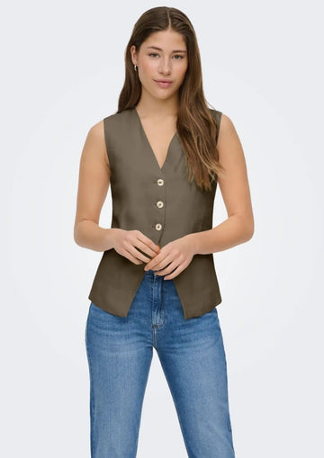 Only - Women's Stone Gray Vest