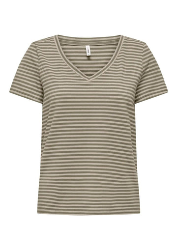 Only Women's T-Shirt Venus Green and Birch Grey