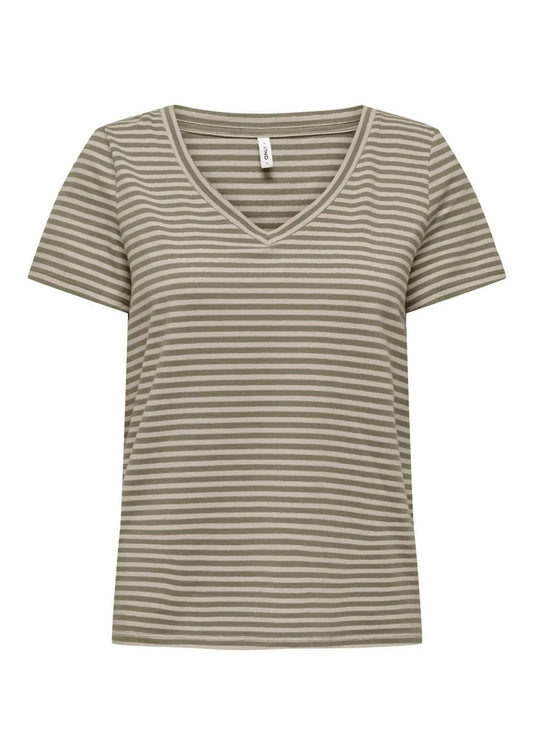 Only Women's T-Shirt Venus Green and Birch Grey