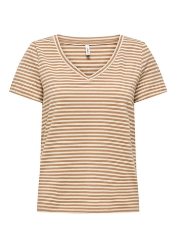 Only Women's T-Shirt Venus Brown And Birch Grey