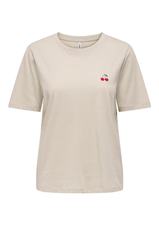 Only - Women's T-Shirt Happy Oatmeal Grey