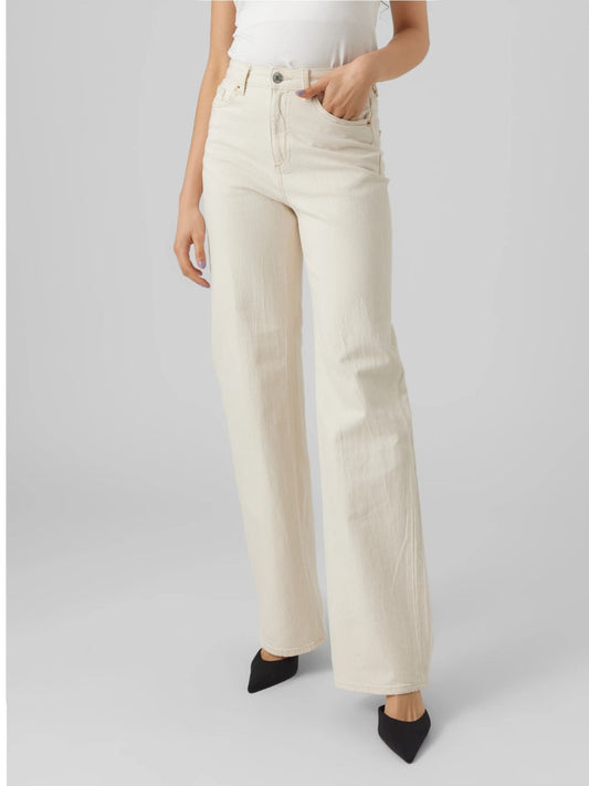 Vero Moda Jeans Donna Wide Fit Ecru VMTessa