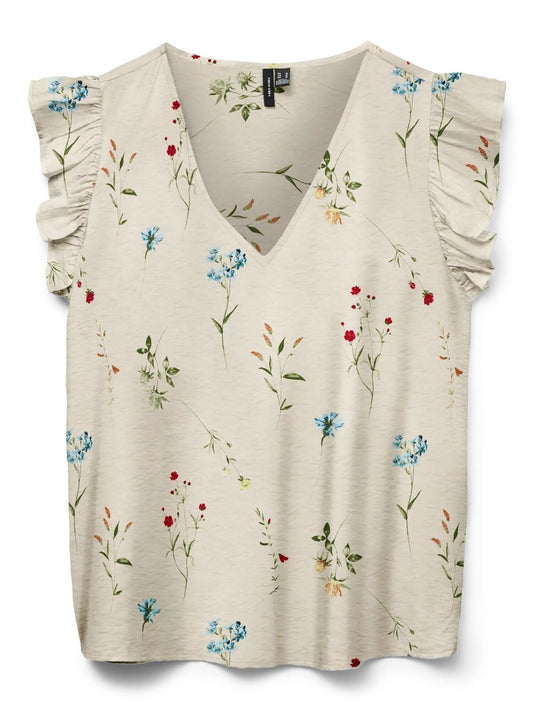 Vero Moda - Camicia Donna Josie Bianco Pomice Stampa Bea