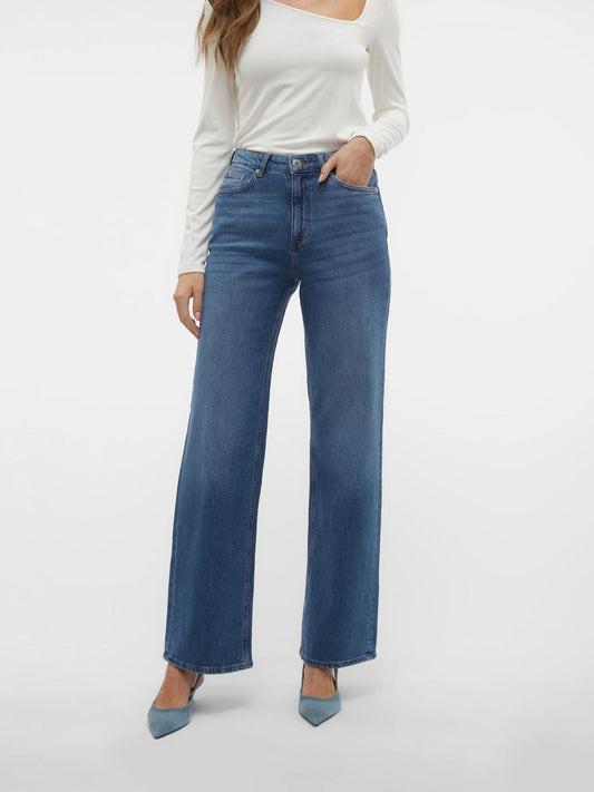 Vero Moda Jeans Donna Vita Alta Wide Fit Medium Blue VMTessa