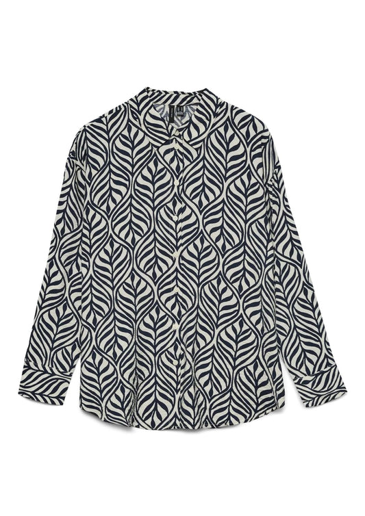 Vero Moda - Camicia Donna Josie Grigio Betulla e Blu Stampa Bonnie