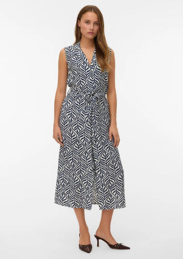 Vero Moda - Abito Donna Josie Grigio Betulla Stampa Blacke
