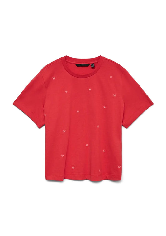 Vero Moda - Maglia Donna Sola Rossa Con Stampa Butterfly