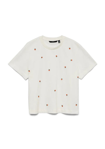 Vero Moda - Women's Sola White Peach Print T-shirt