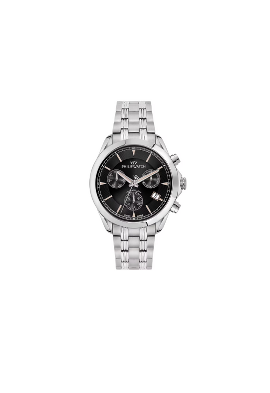 Philip Watch R8273665004 – Cronografo al quarzo Swiss Made, quadrante nero, cassa 41mm