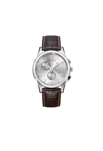 Hamilton Jazzmaster Quartz Chronograph Argento 43mm – cinturino in pelle