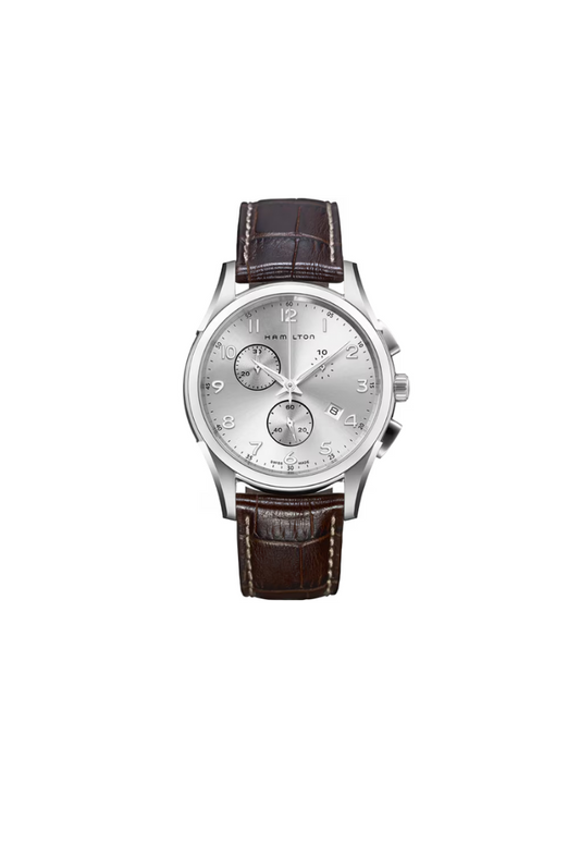 Hamilton Jazzmaster Quartz Chronograph Argento 43mm – cinturino in pelle