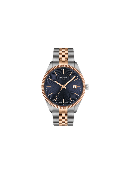 Tissot Ballade 40mm – Men's Watch with Blue Dial and Rose Gold PVD Steel Case | T156.410.22.041.00