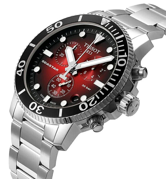 Tissot Seastar 1000 Chronograph – Quarzo Swiss Made – Rosso sfumato – 45,5mm – T120.417.11.421.00