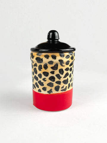 ANIMALIER - leopard-patterned with black lid Leopard Jar