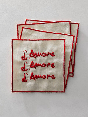 Set of 4 Cocktail Napkins - L’Amore