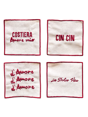 Set of 4 Cocktail Napkins - Costiera Amore Mio
