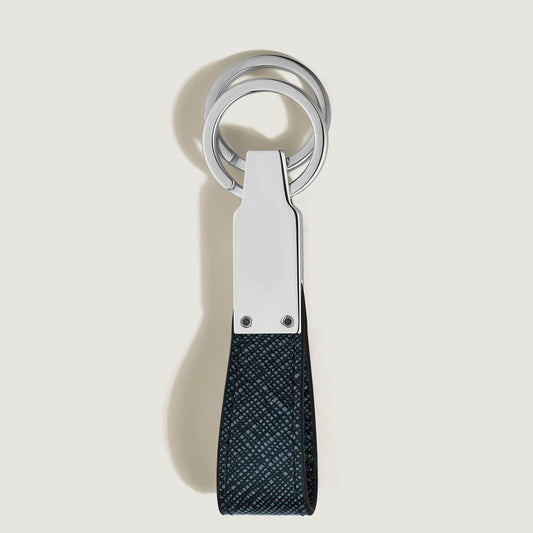 Montblanc key ring with sartorial tweed loop in blue 220397