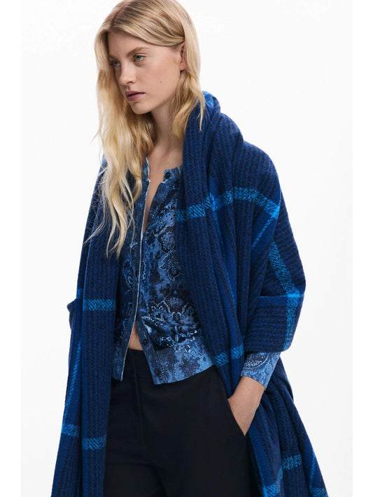 Desigual Sciarpa mantella a quadri Donna Blu