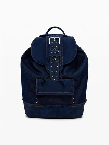 Zaino denim a secchiello convertibile medio Donna Blu
