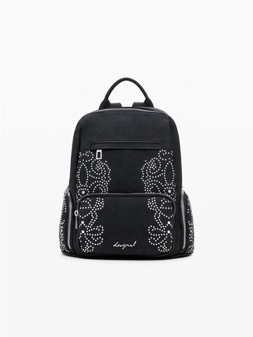 Zaino piccolo con tasche e borchie Donna Nero
