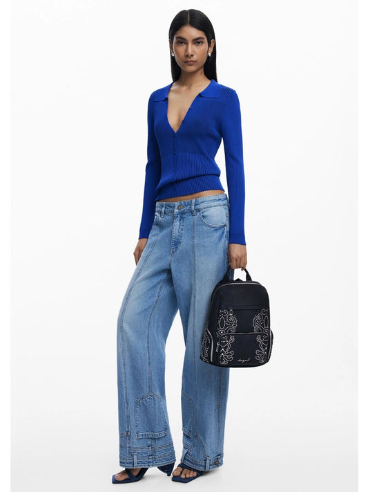 Zaino piccolo con tasche e borchie Donna Nero