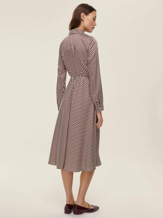 Emme Marella Abito in twill stampato Comma Bordeaux