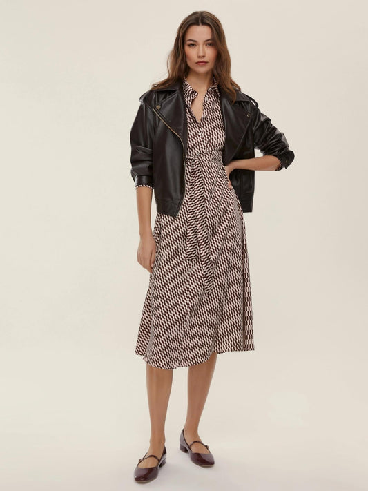 Emme Marella Abito in twill stampato Comma Bordeaux