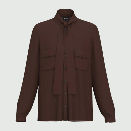 Emme Marella Camicia sfiancata in misto seta Alibi Donna Testa di moro - Santangelo