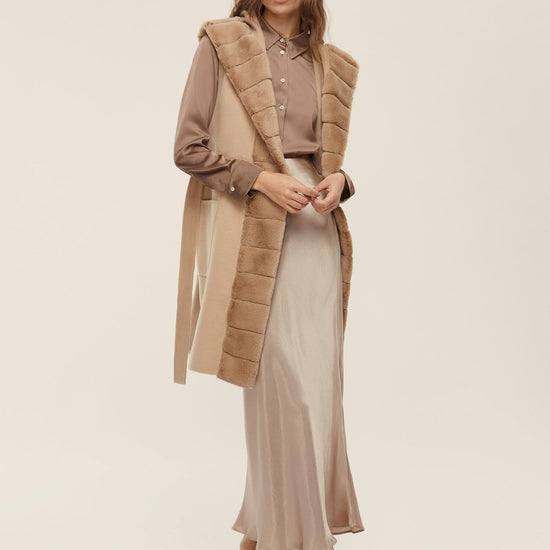 Emme Marella Gilet con cintura Formosa Donna Beige - Santangelo