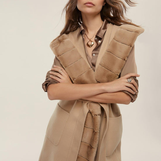 Emme Marella Gilet con cintura Formosa Donna Beige - Santangelo