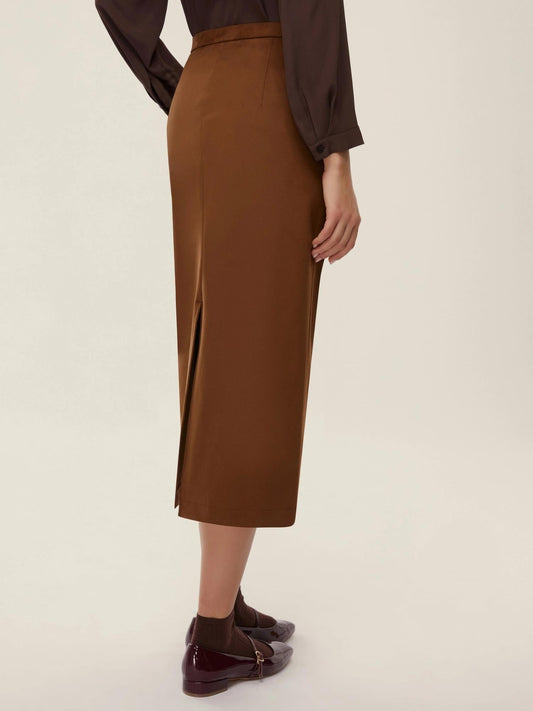 Emme Marella Gonna a tubino stretch Dritto Donna Cioccolato