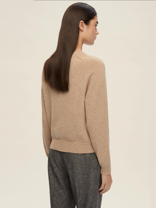 Maglia boxy con filo di lurex Novella Donna Cammello