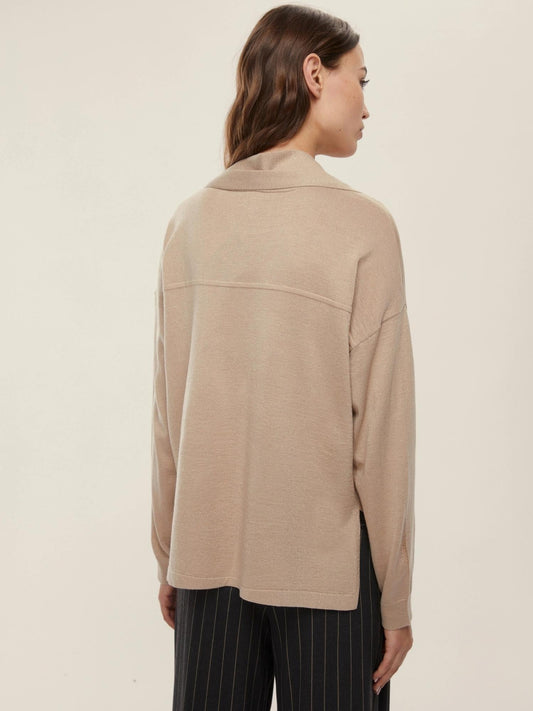 Maglia over con sciarpa Eroico Donna Beige
